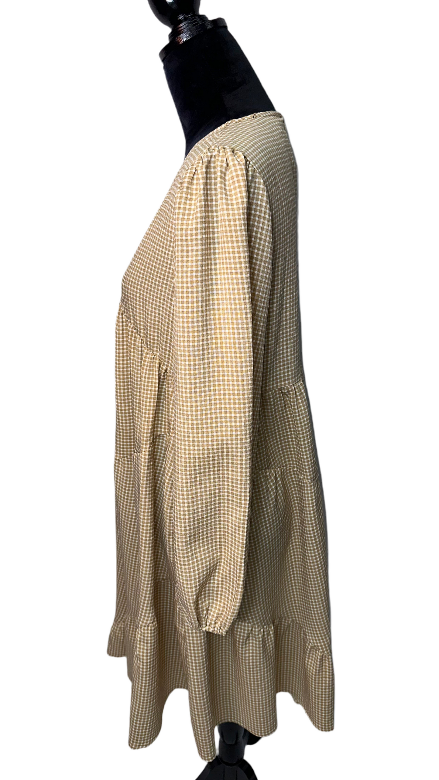 Long sleeve light brown dress