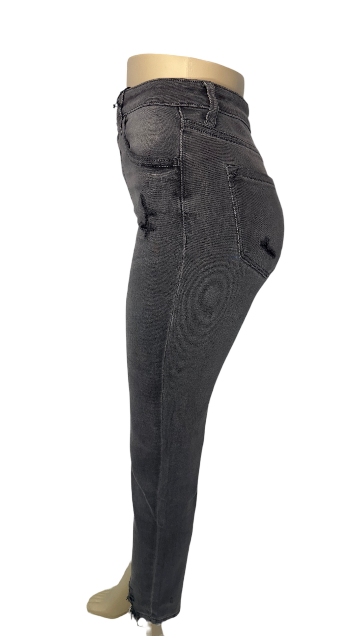 Ceros high rise ankle skinny light gray jeans 