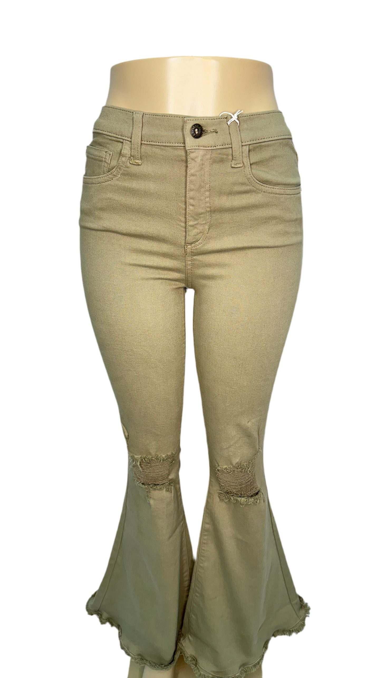 High rise flare olive Green Jeans