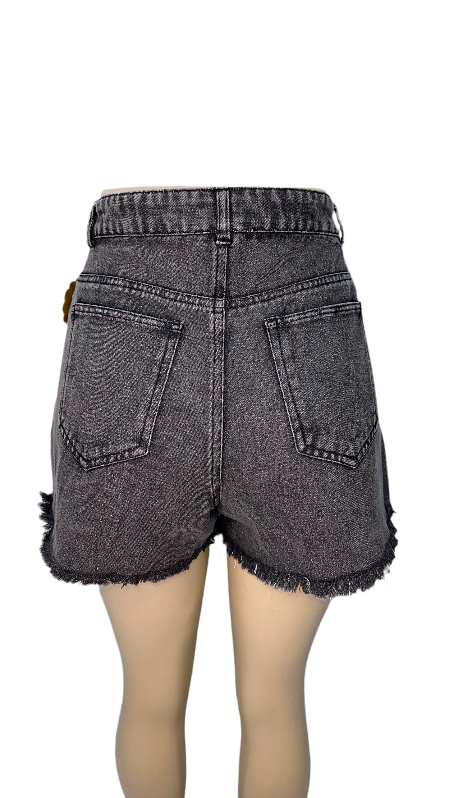 Dark gray ripped, jean shorts 