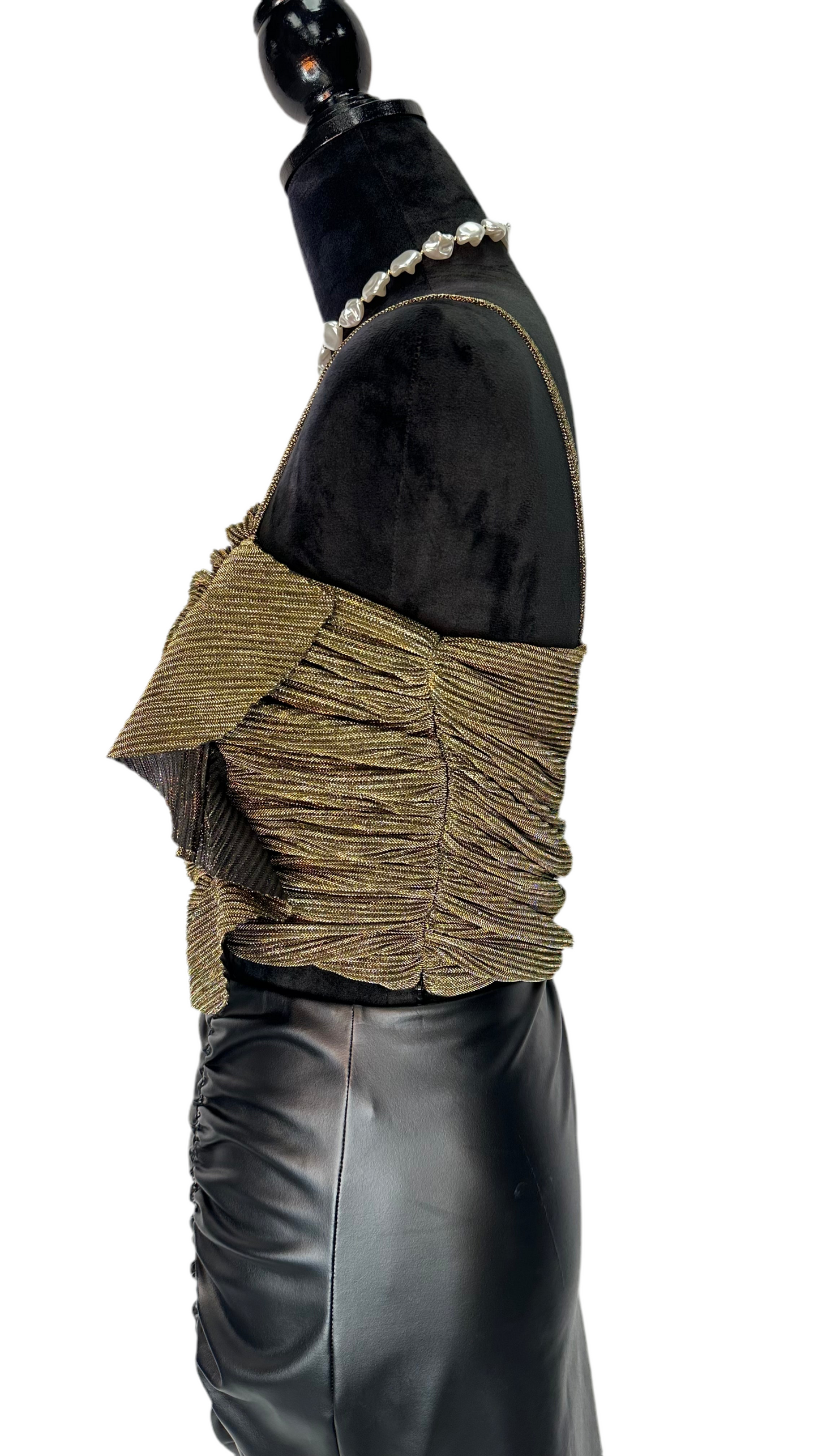 Gold ruffled crop top 