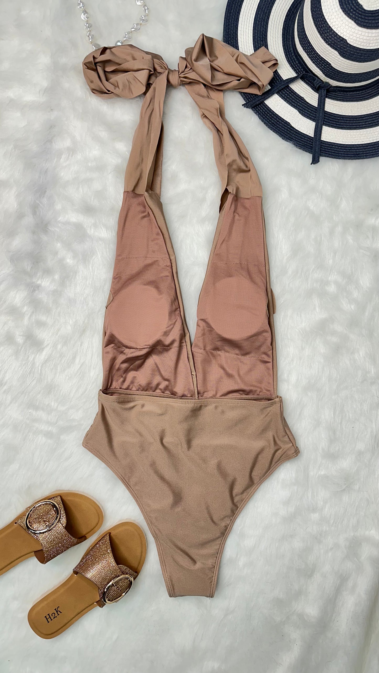One piece nude swimsuit