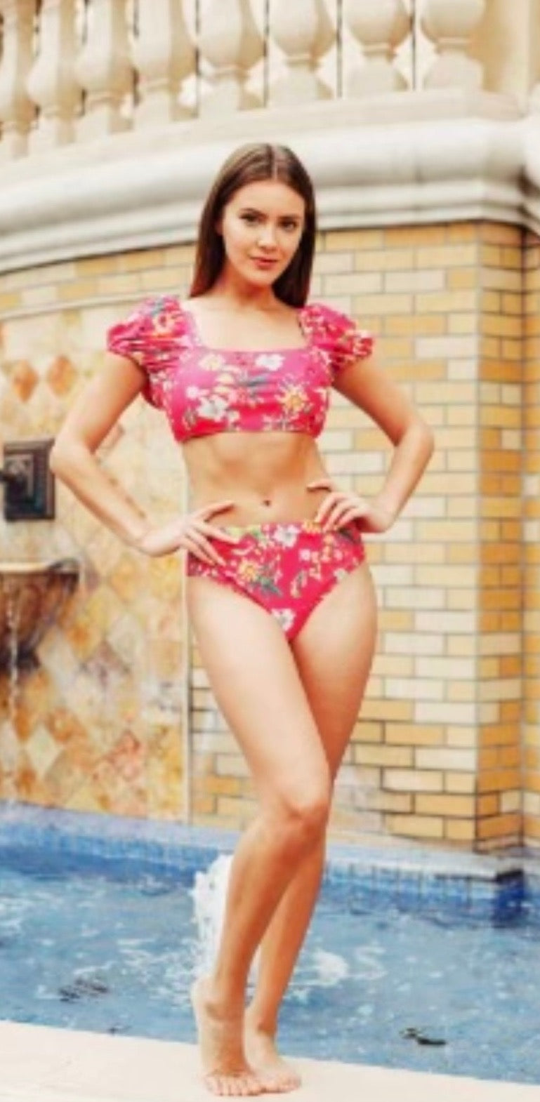 2 piece Bikini set floral pink