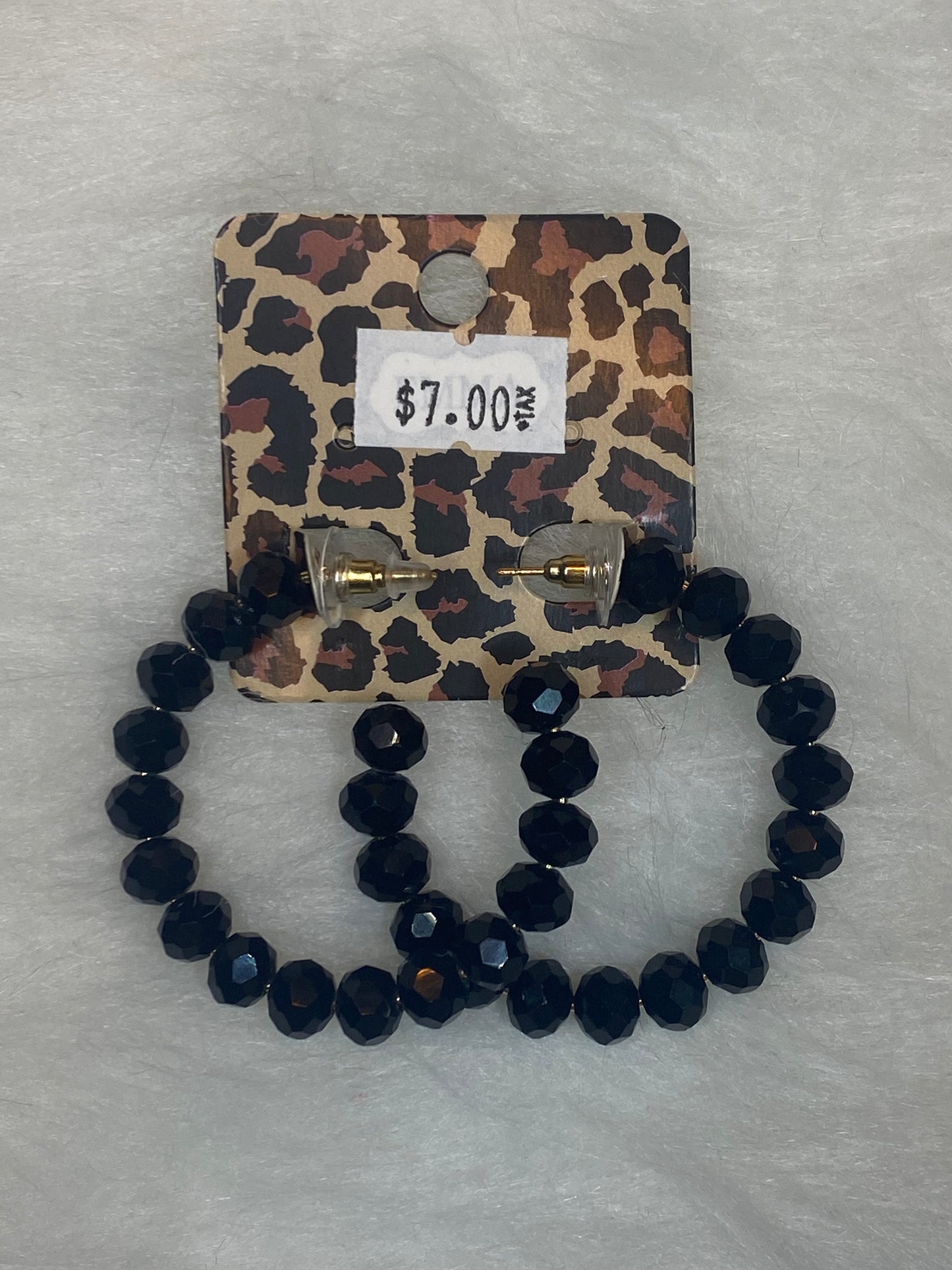 Black bead hoop earrings