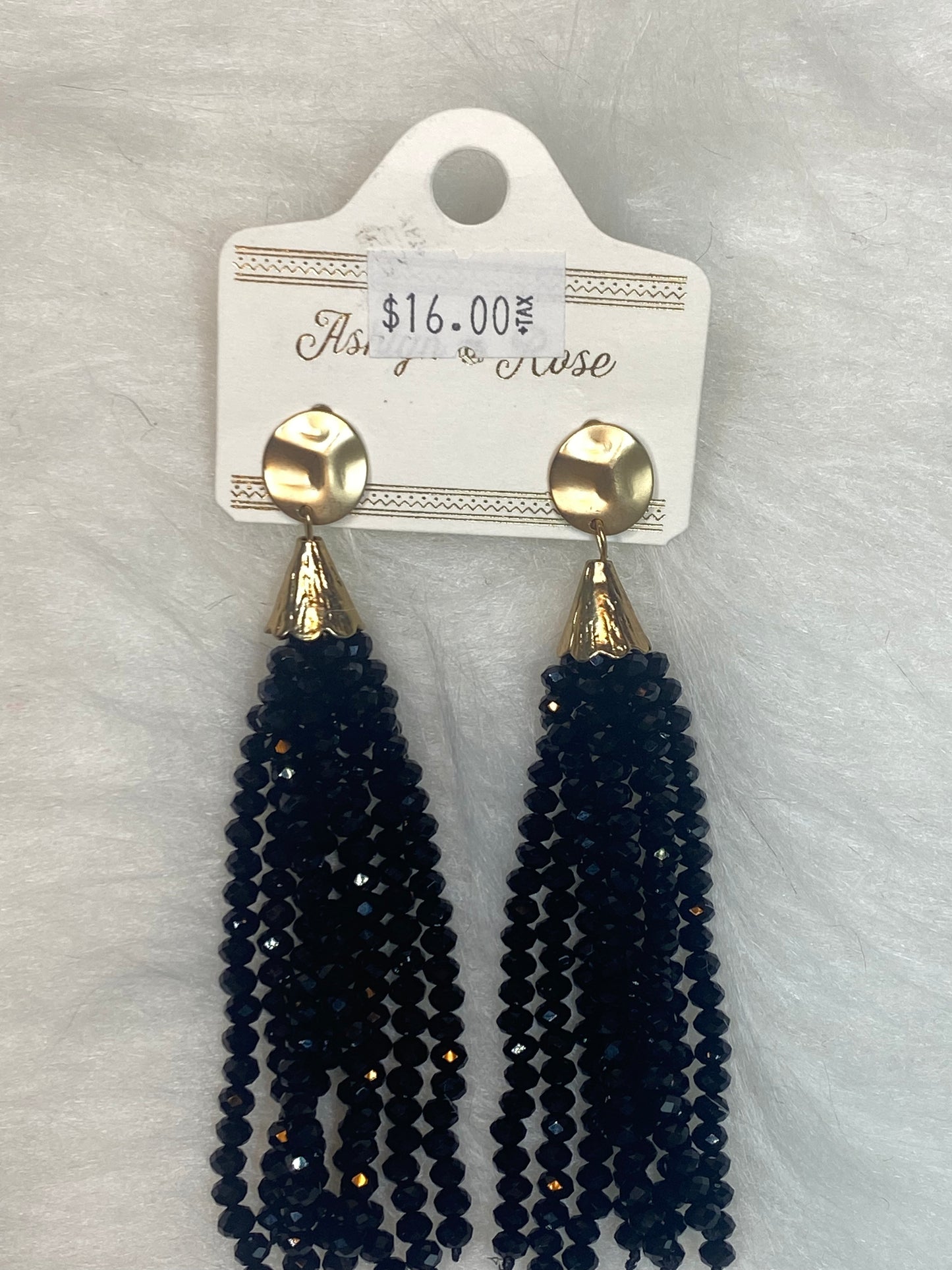 Black drop bead earrings