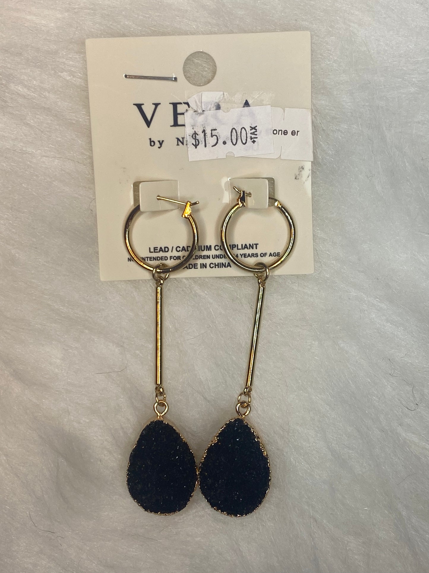 Black and gold drop earrings