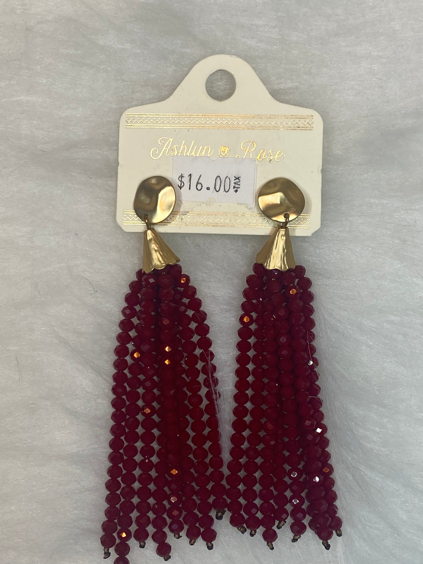 Red drop bead earrings