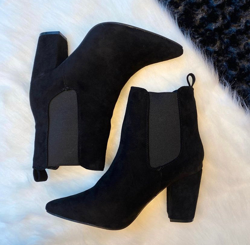 Black suede booties