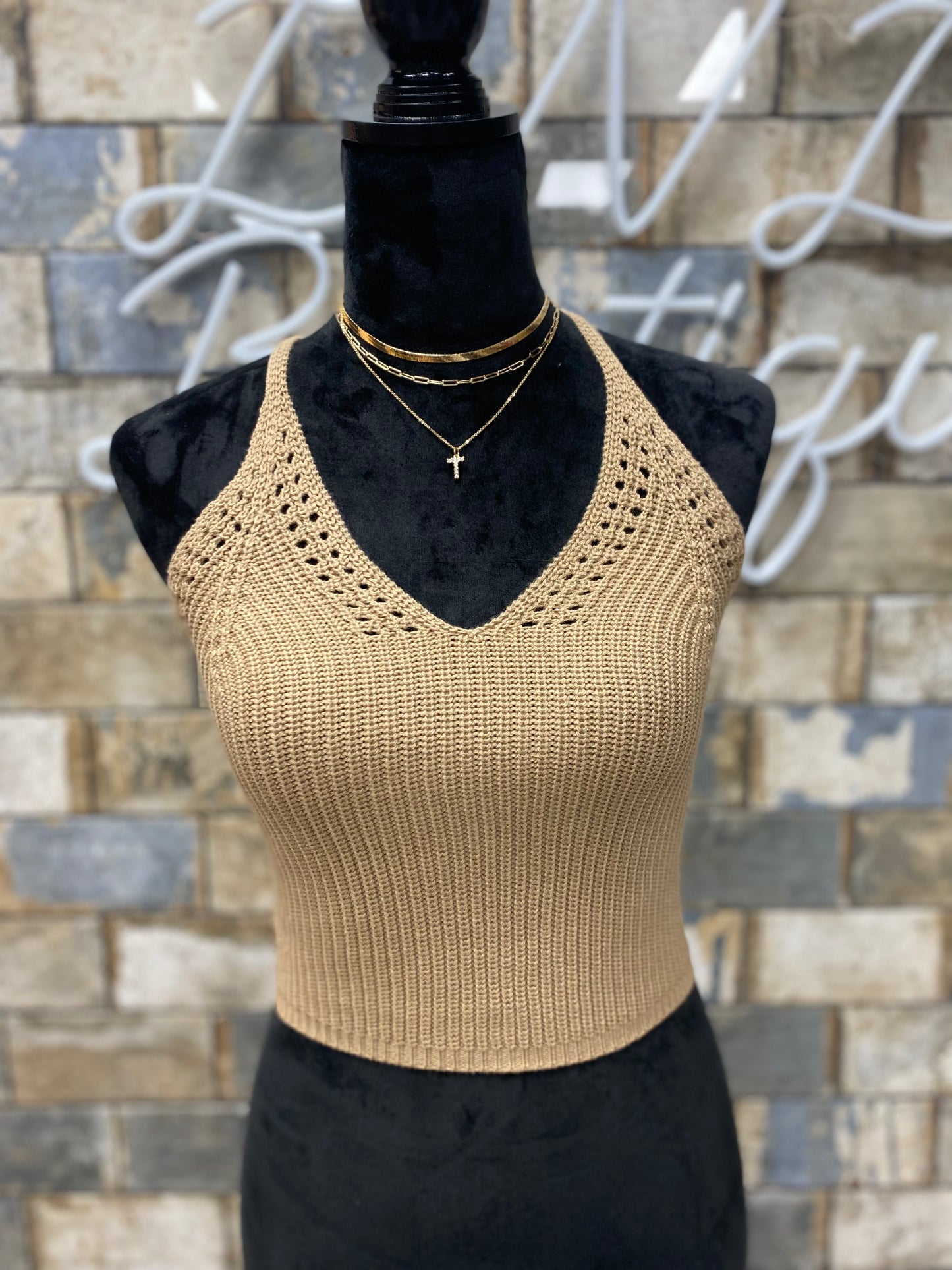 Halter Tank Top Brown