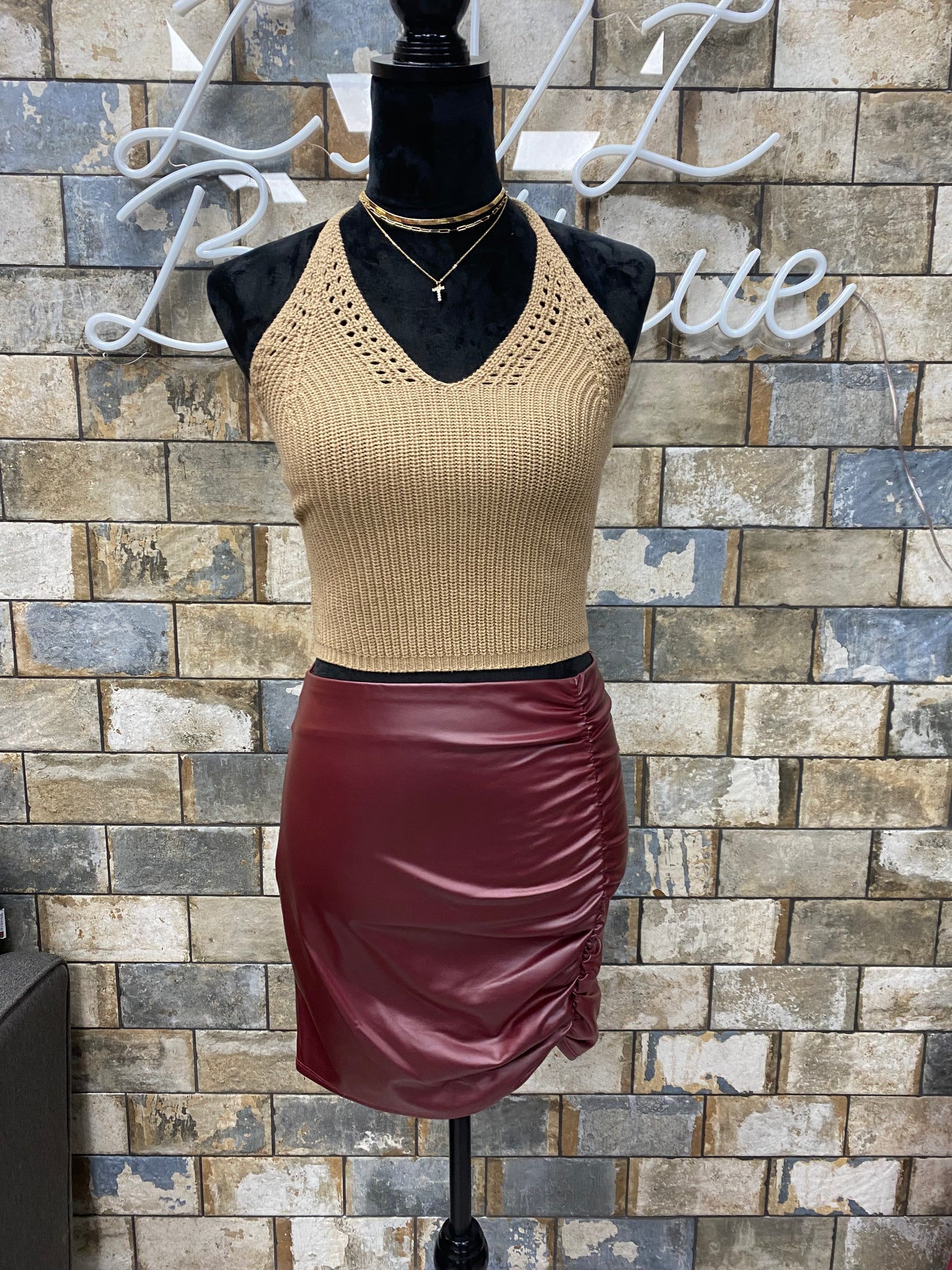 Halter Tank Top Brown