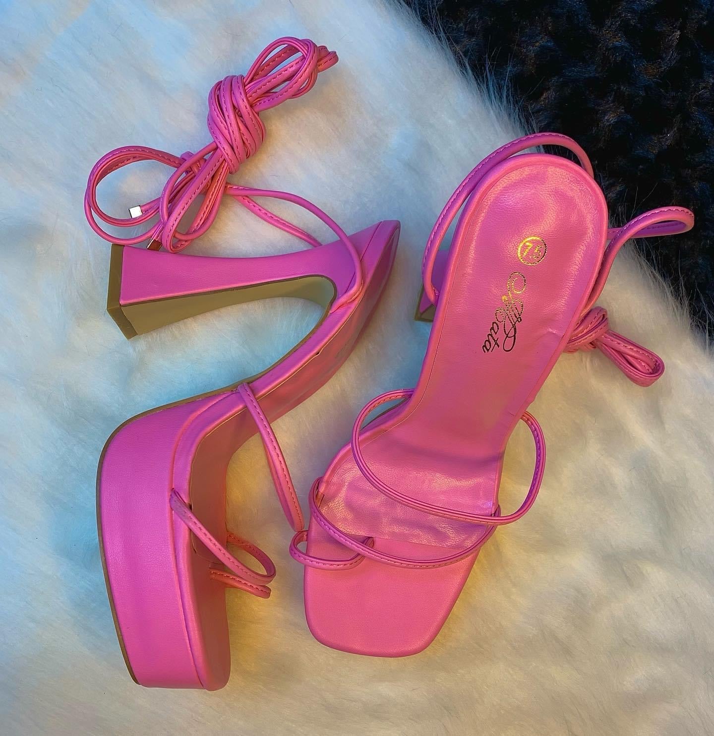 Hot pink Lace Up Heels