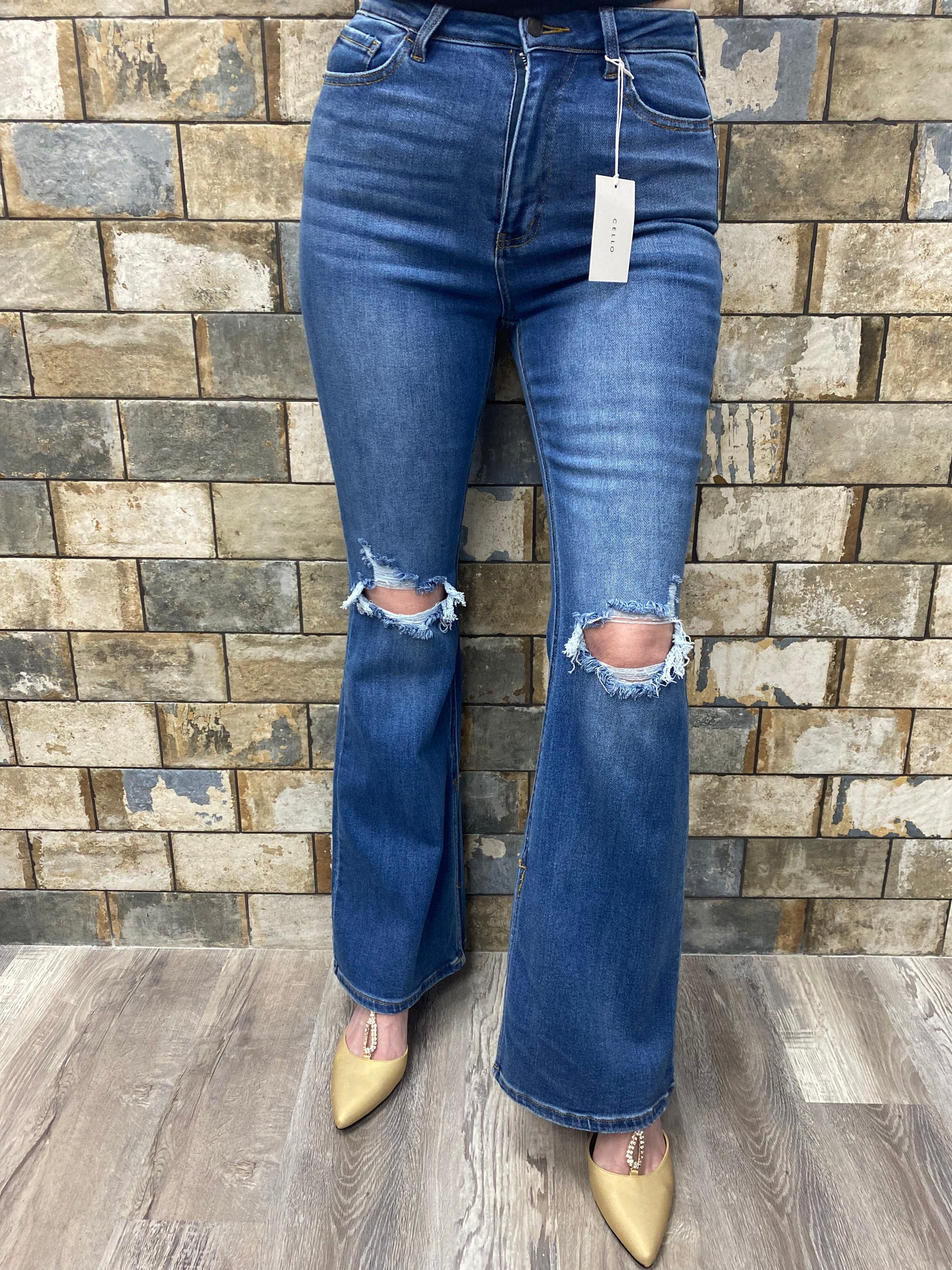 Cello high rise skinny flare jeans