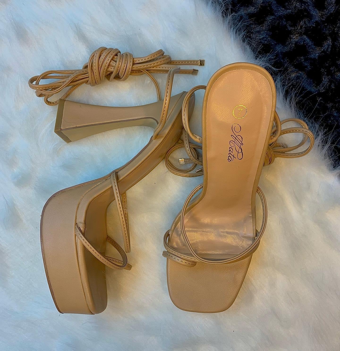 Nude Lace Up Heels