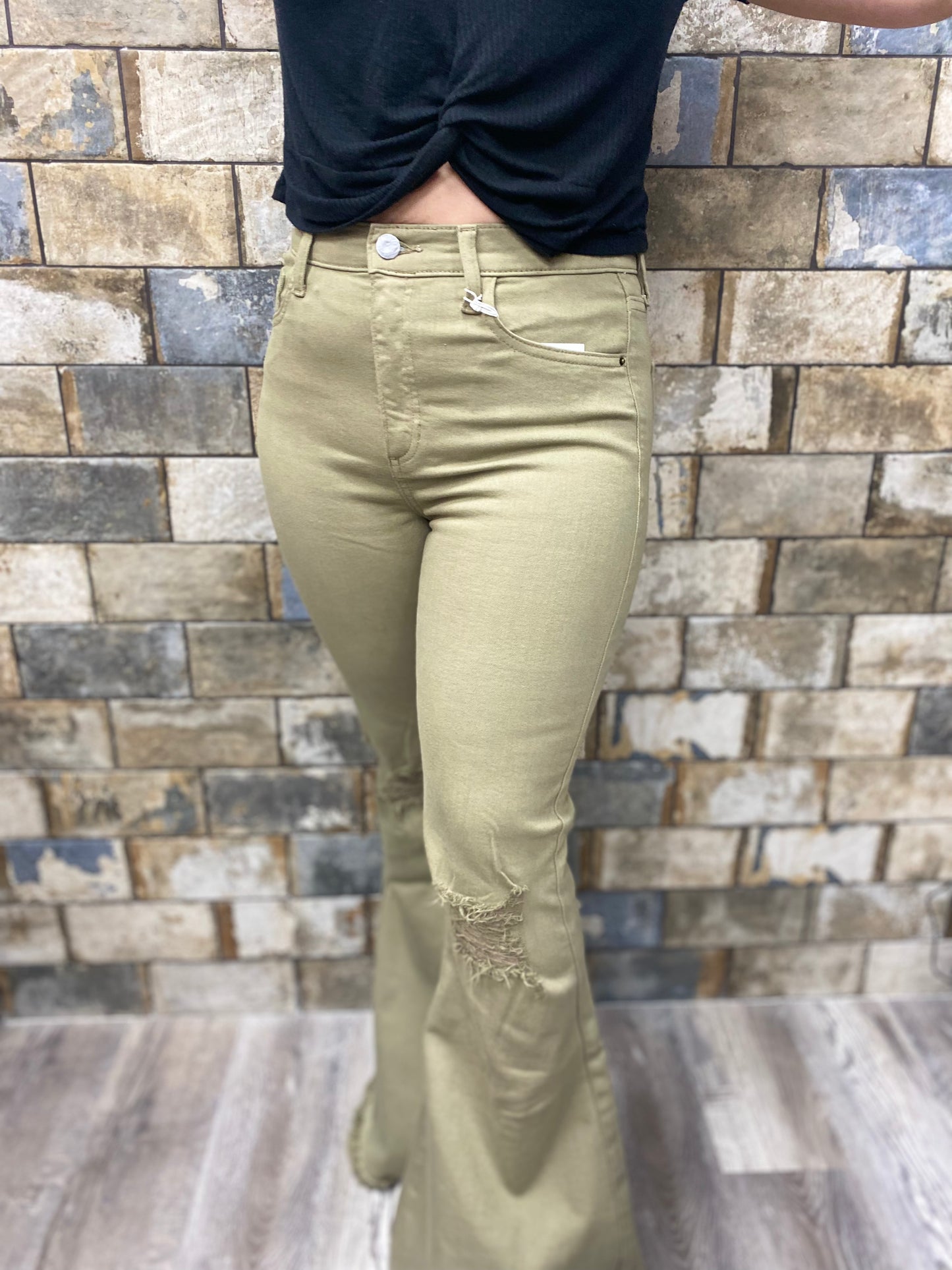High rise flare olive Green Jeans