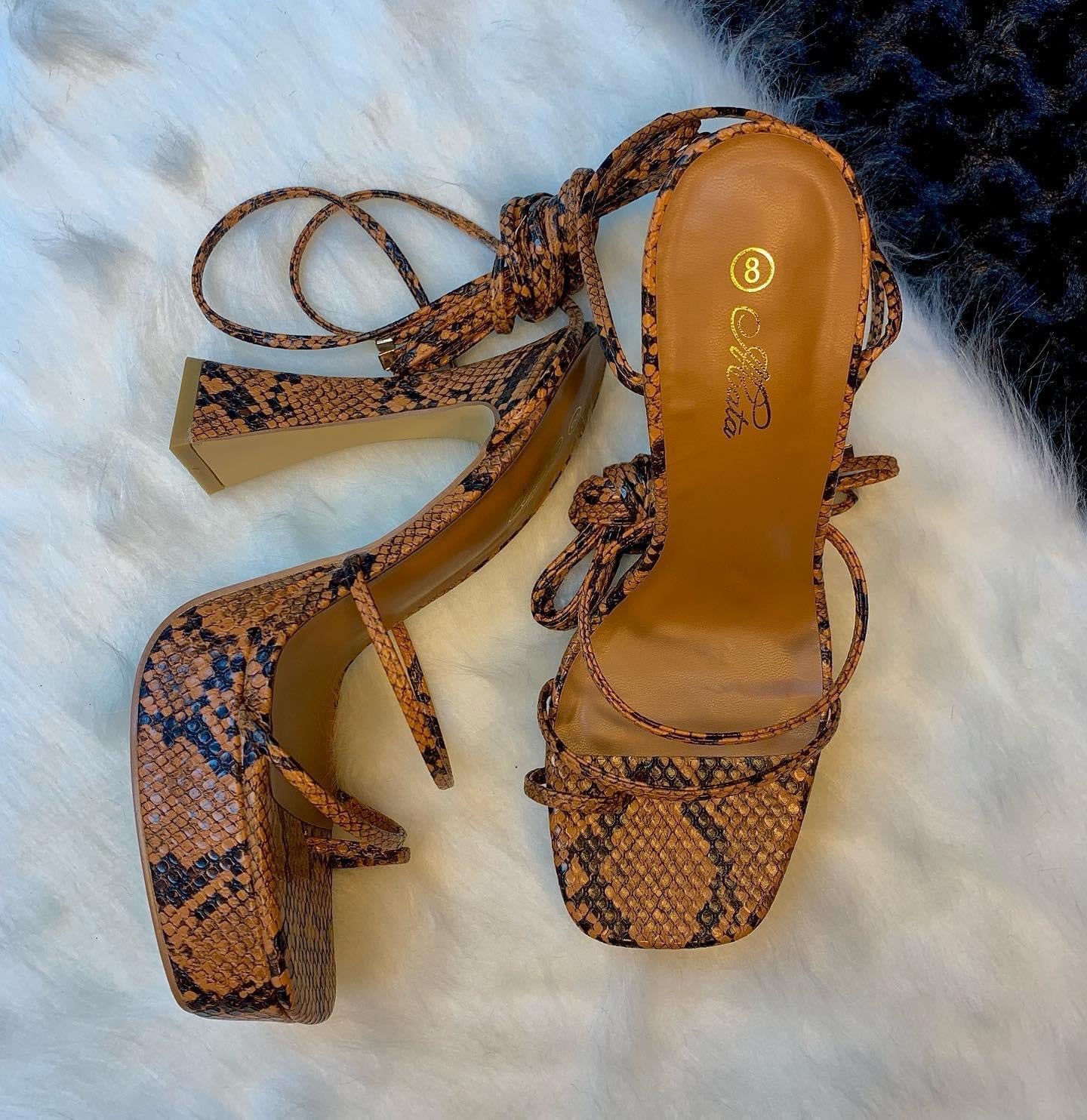 Snake print Lace Up Heels