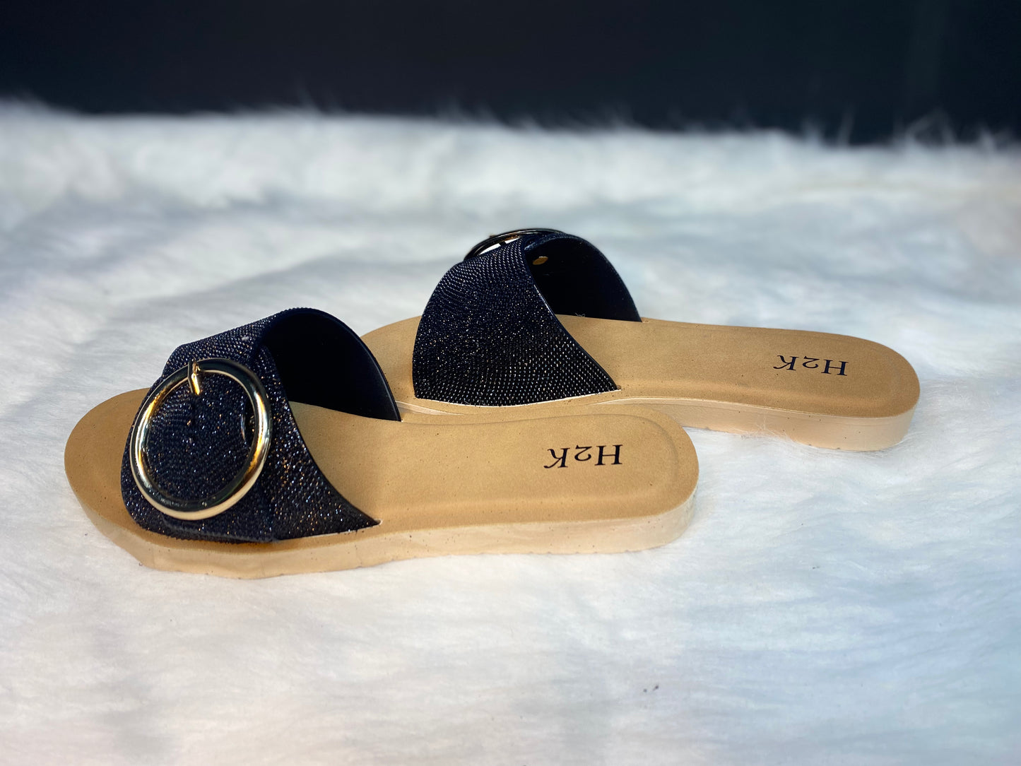 Black glitter sandals