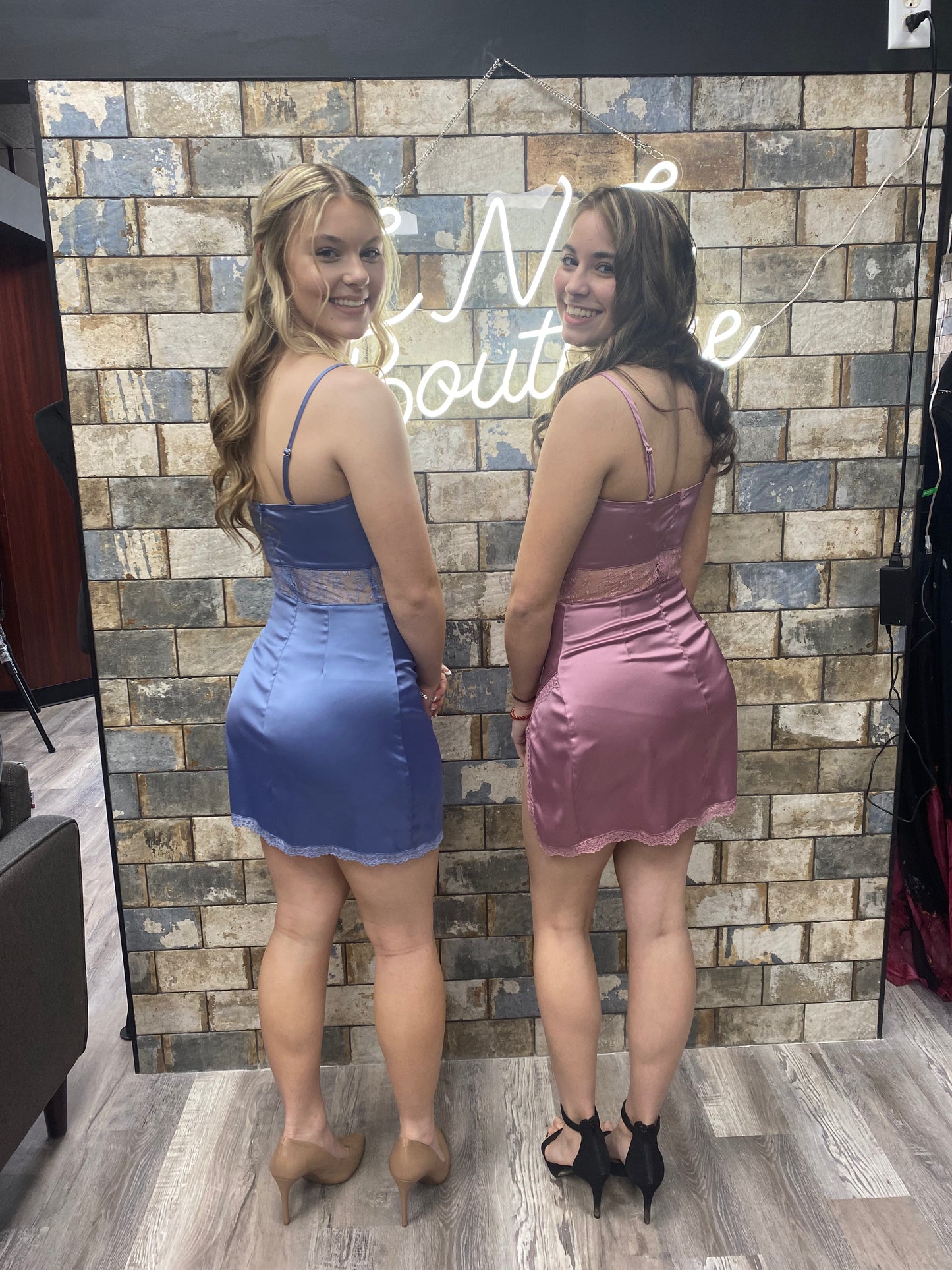 Blue short silky dress