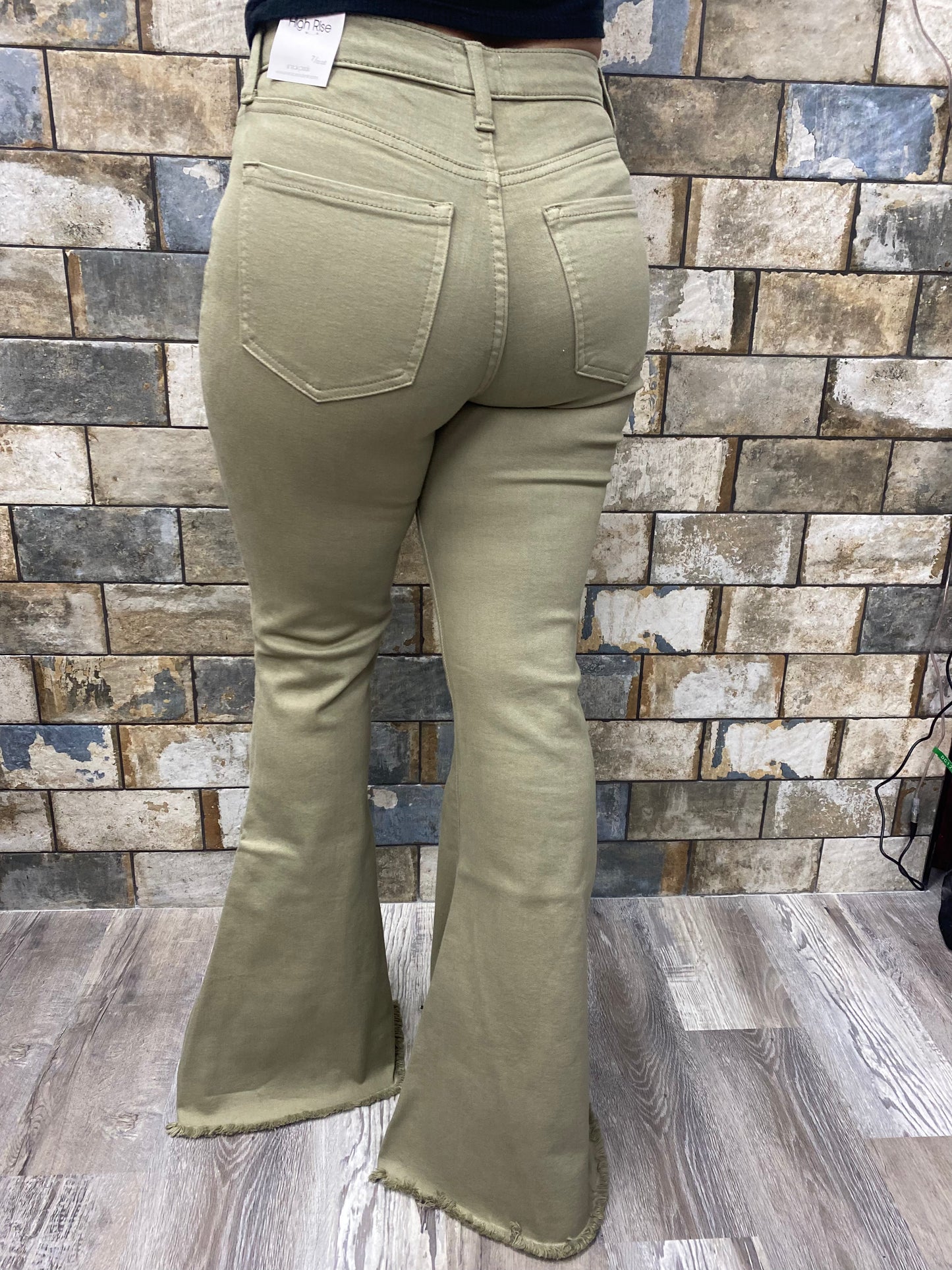 High rise flare olive Green Jeans