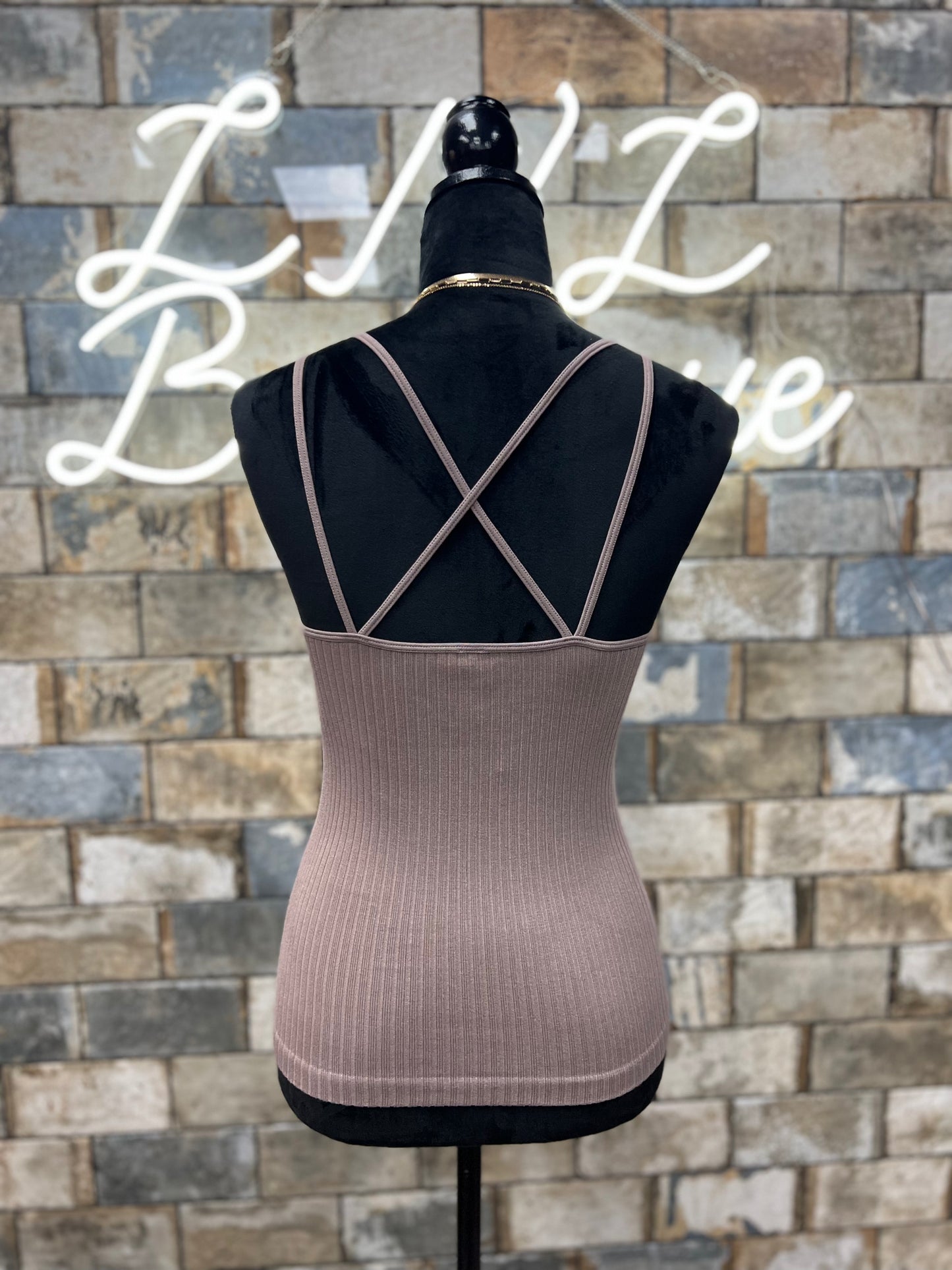 Light purple back crossover tank top